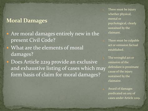 moral and exemplary damages|Moral Damages .